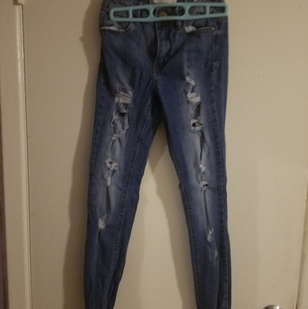 Blue ripped jeans